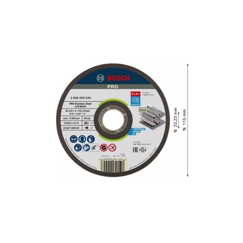 Mola da taglio Expert for Inox piana Rapido Ø115x1 mm