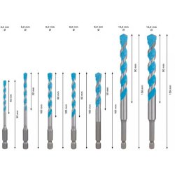 Set punte universali HEX-9 Multi Construction, 7pz (Ø4/5/6/8/10/12 mm)