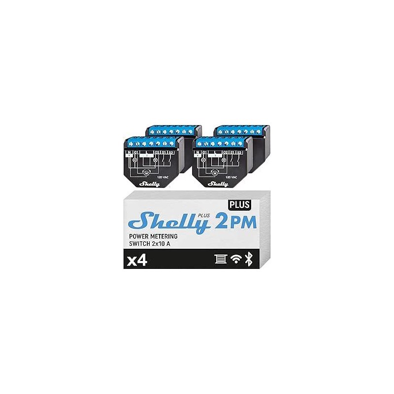Shelly Plus 2PM - FOUR PACK Smart Relay Tapparelle 16A AC/DC WiFi + PM