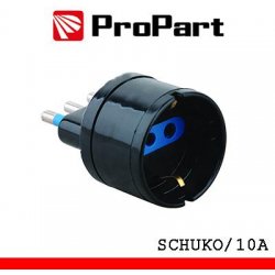 Adattatore schuko spina10A nero