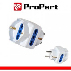 Adattatore triplo 3pos bipasso/schuko spina Schuko
