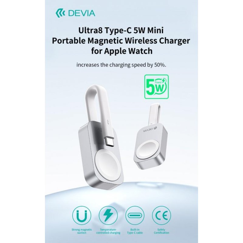 Ultra8 Caricatore Wireless Magnetico Portatile Type-C da 5W per Apple Watch