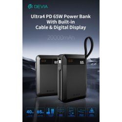 Power Bank Ultra4 PD 65W con cavo integrato e display digitale 20000mAh