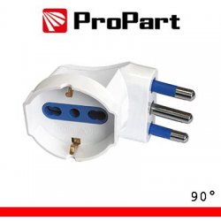 Adattatore schuko 90° spina16A salvaspazio