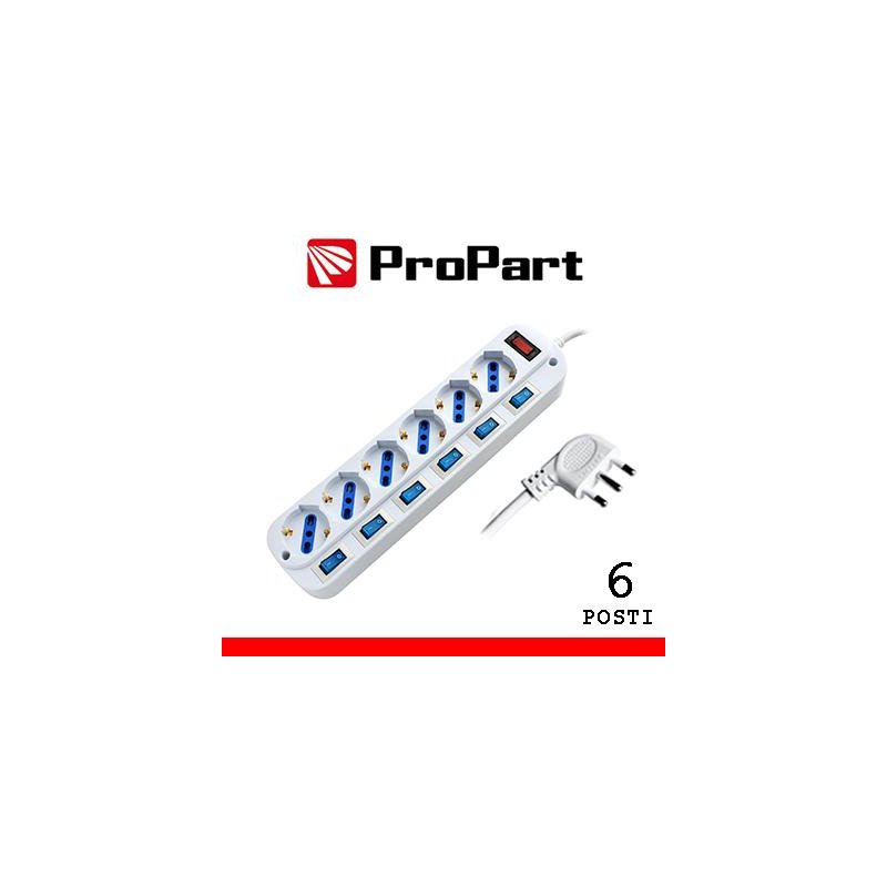 Multipresa 6pos bipasso/schuko spina16A +interr. multipli