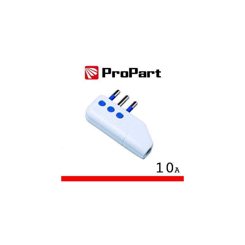 Spina 10A 2P+T uscita cavo 90° polybag
