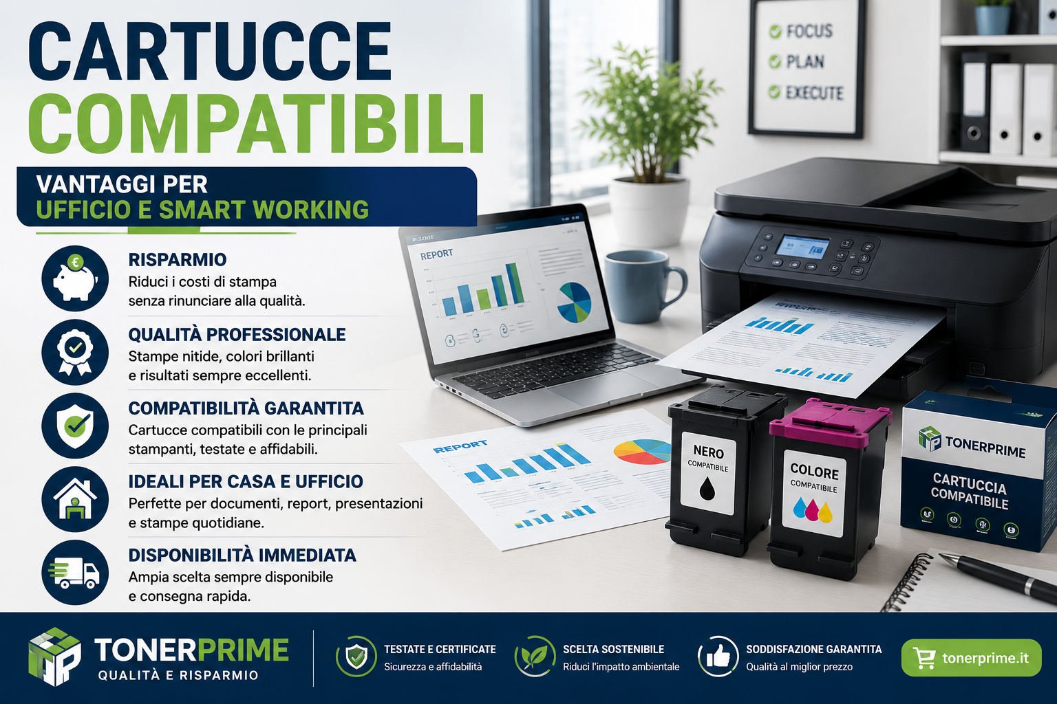 Quali sono i vantaggi delle cartucce compatibili: irrinunciabili per l’ufficio e lo smart working