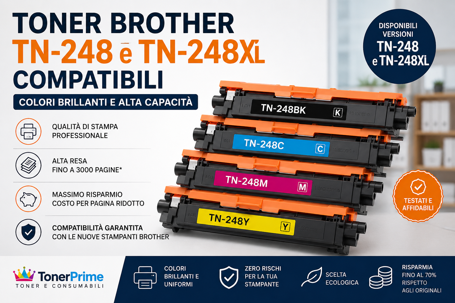 Toner Brother TN-248 e TN-248XL Compatibili: Colori Brillanti e Alta Capacità