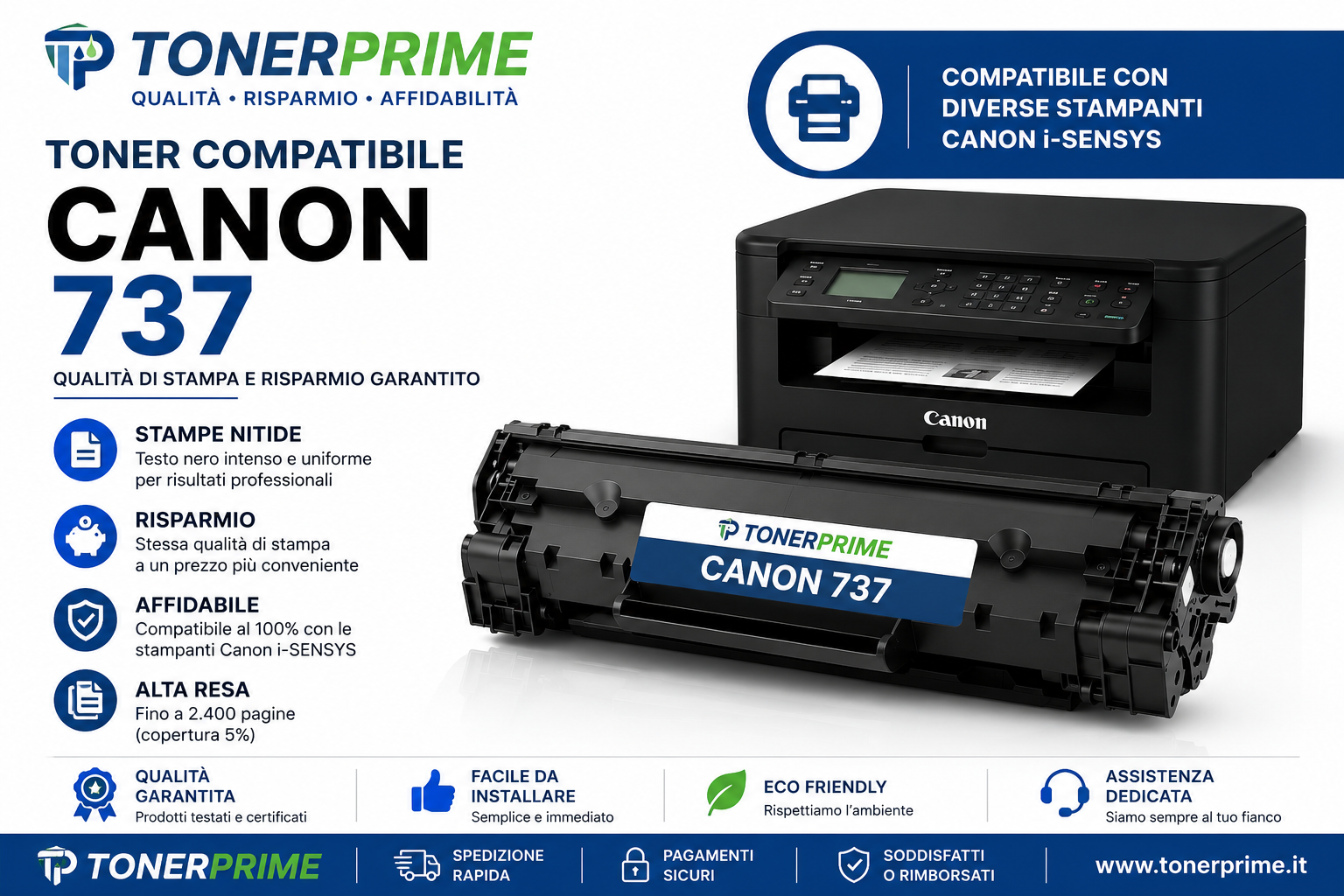 Toner Canon 737 Compatibile: Qualità di Stampa e Risparmio