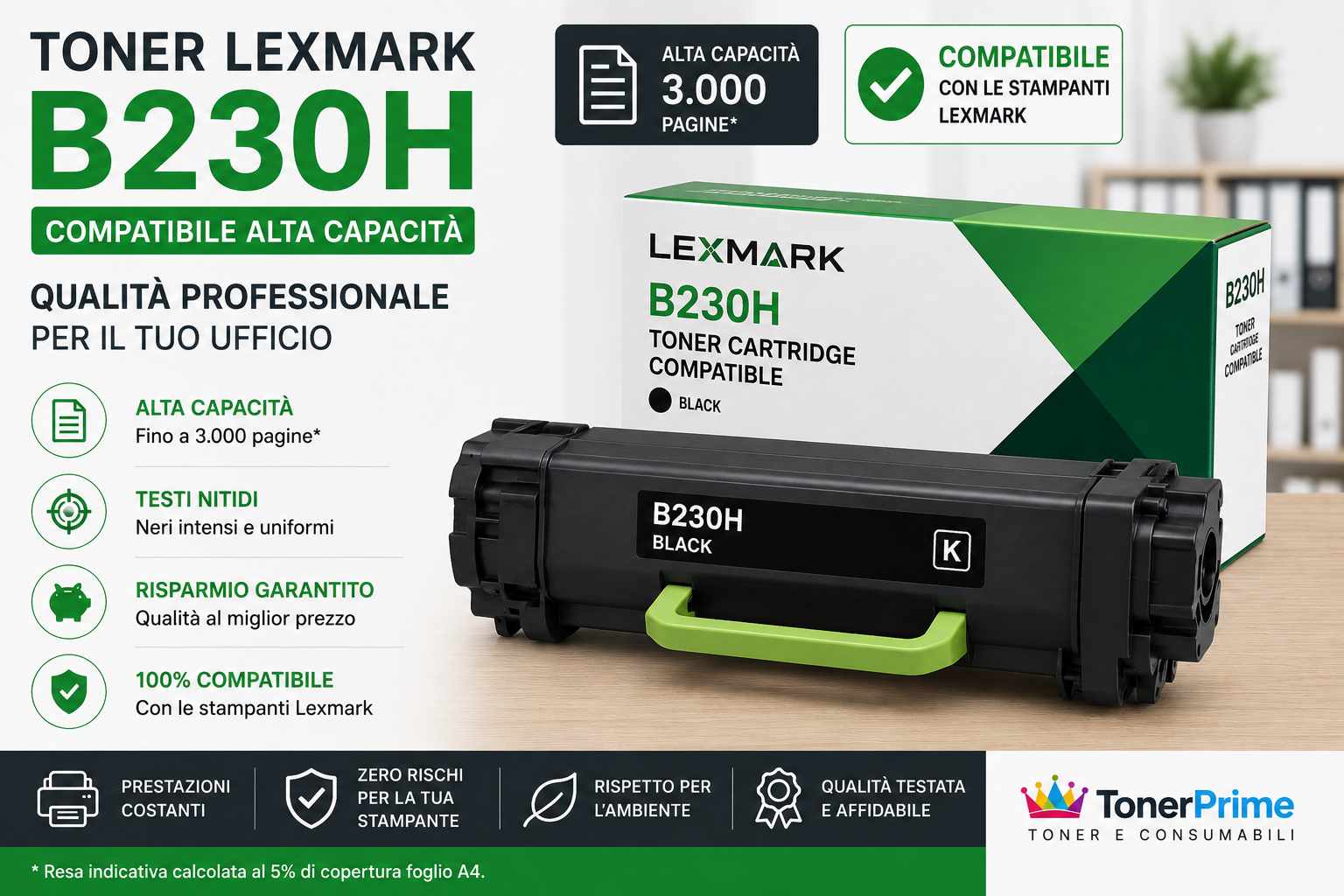 Toner Lexmark B230H Compatibile: Alta Capacità e Massimo Risparmio