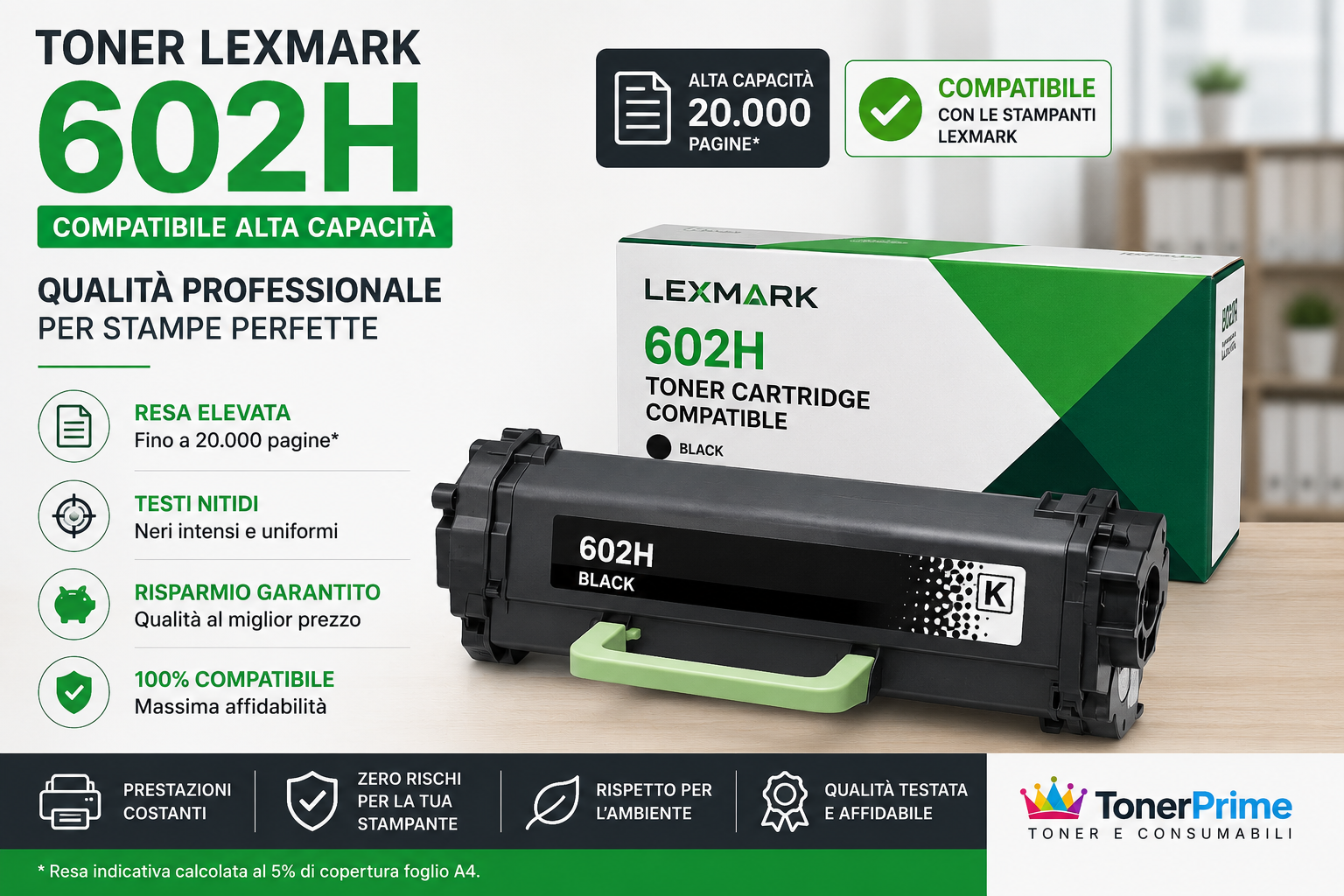 Toner Lexmark 602H Compatibile: Alta Capacità e Qualità Professionale