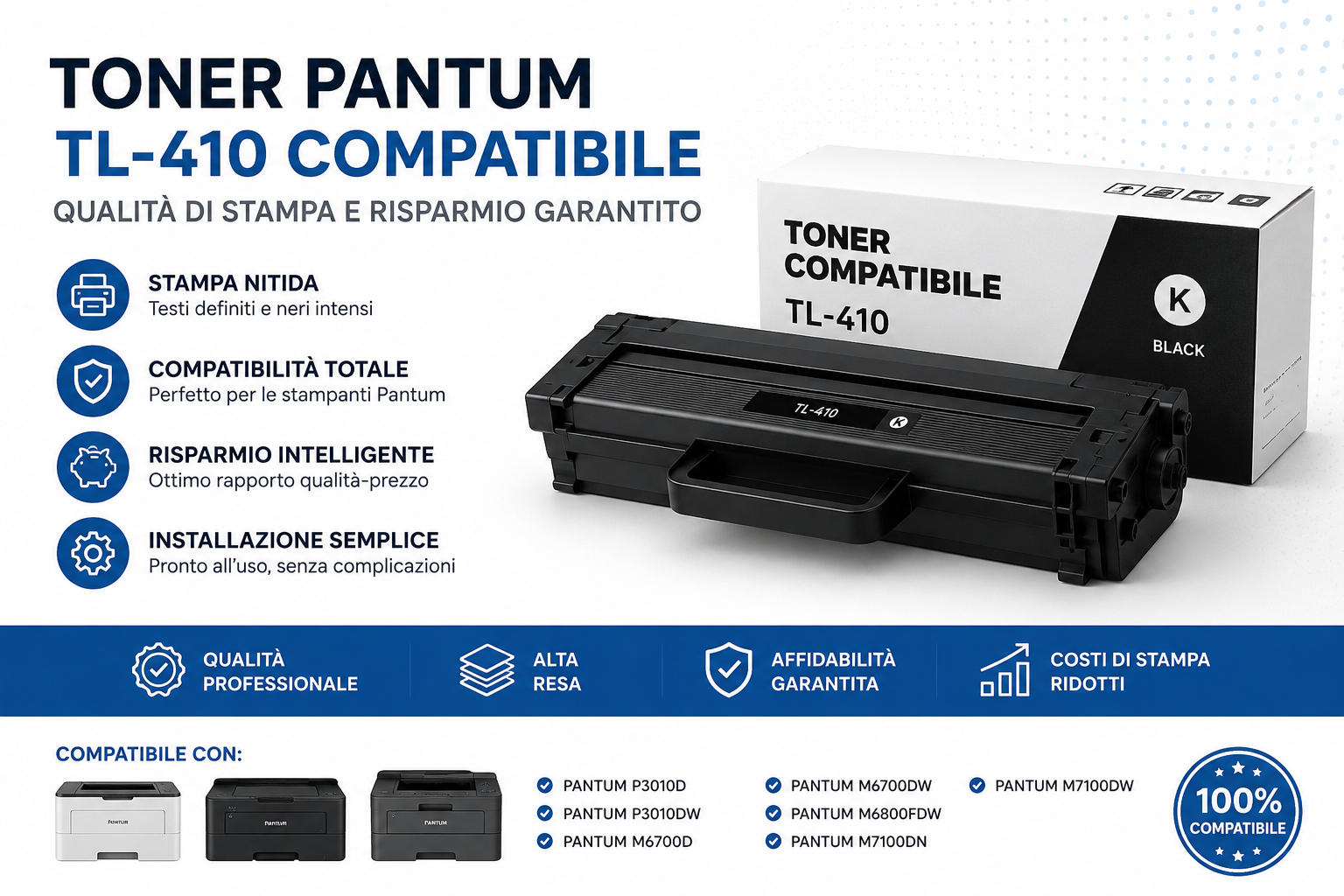 Toner Pantum TL-410, TL-410H e TL-410X Compatibili: Differenze, Resa e Compatibilità
